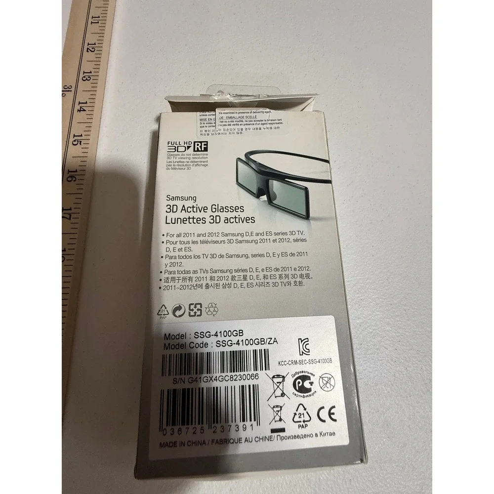 Samsung SSG-4100GB 3D Active Glasses for 2011 2012 Smart TV D E ES Series RF